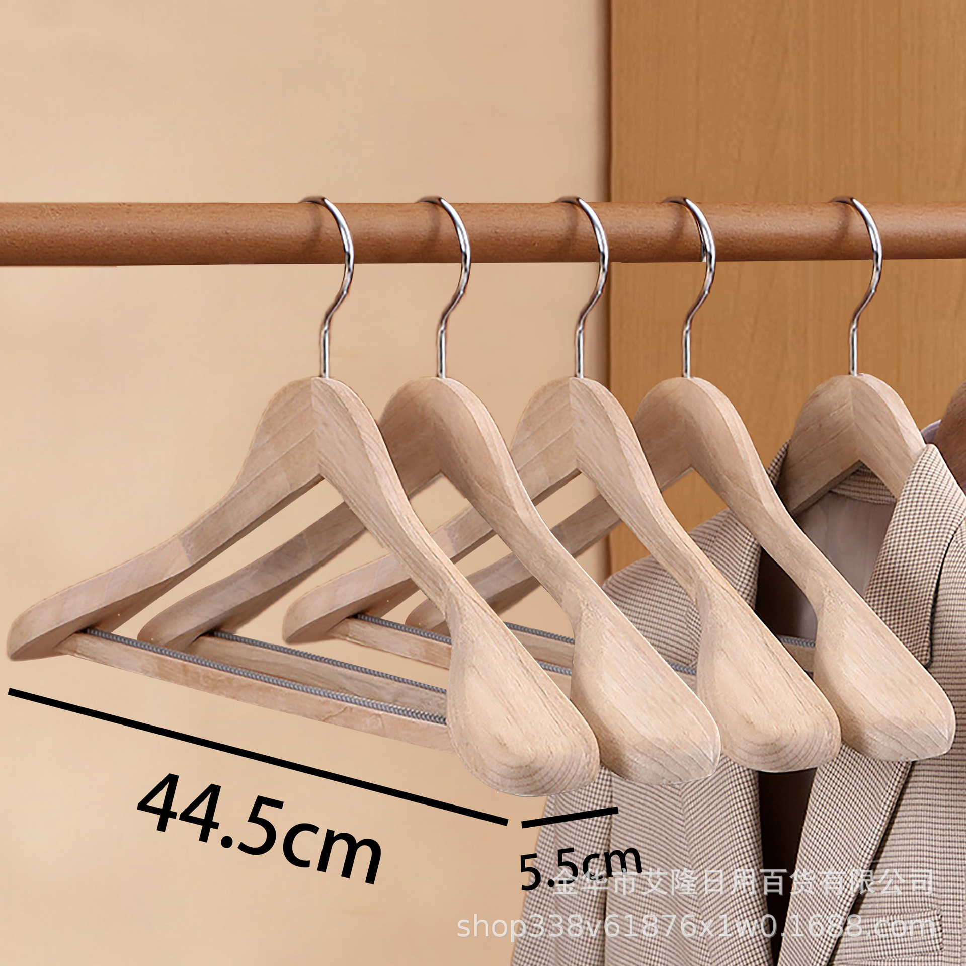 Percha de madera de alcanfor, traje, traje, ropa de madera maciza sin pintura, colgante, soporte de ropa de madera sin costuras para hotel en casa, anti-moho e insectos