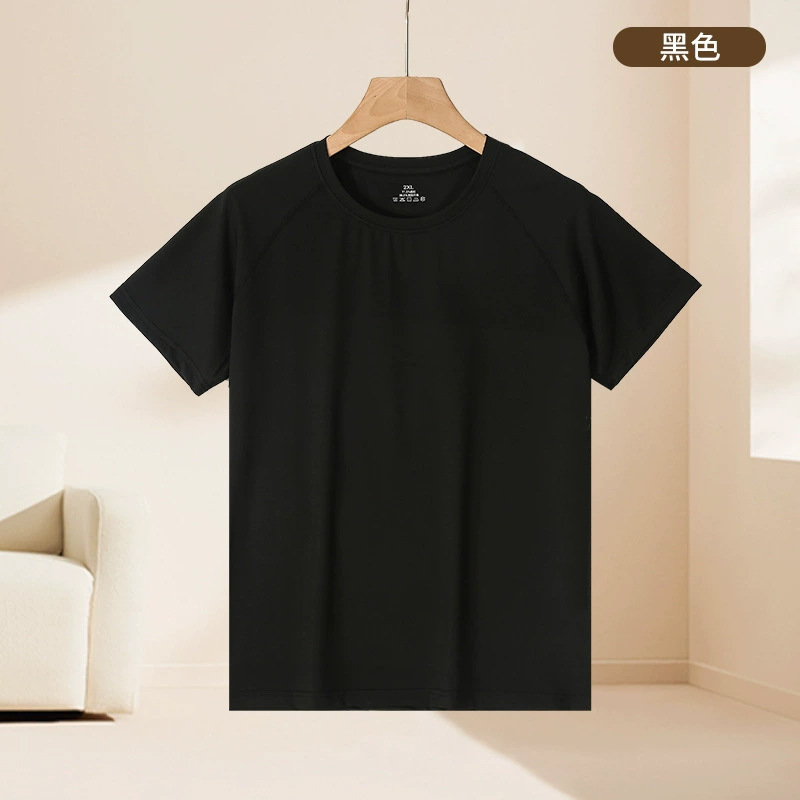 夏の通気性弾力アイスtシャツ男女純色運動速乾上着半袖tカジュアルゆるい丸首tシャツ|undefined