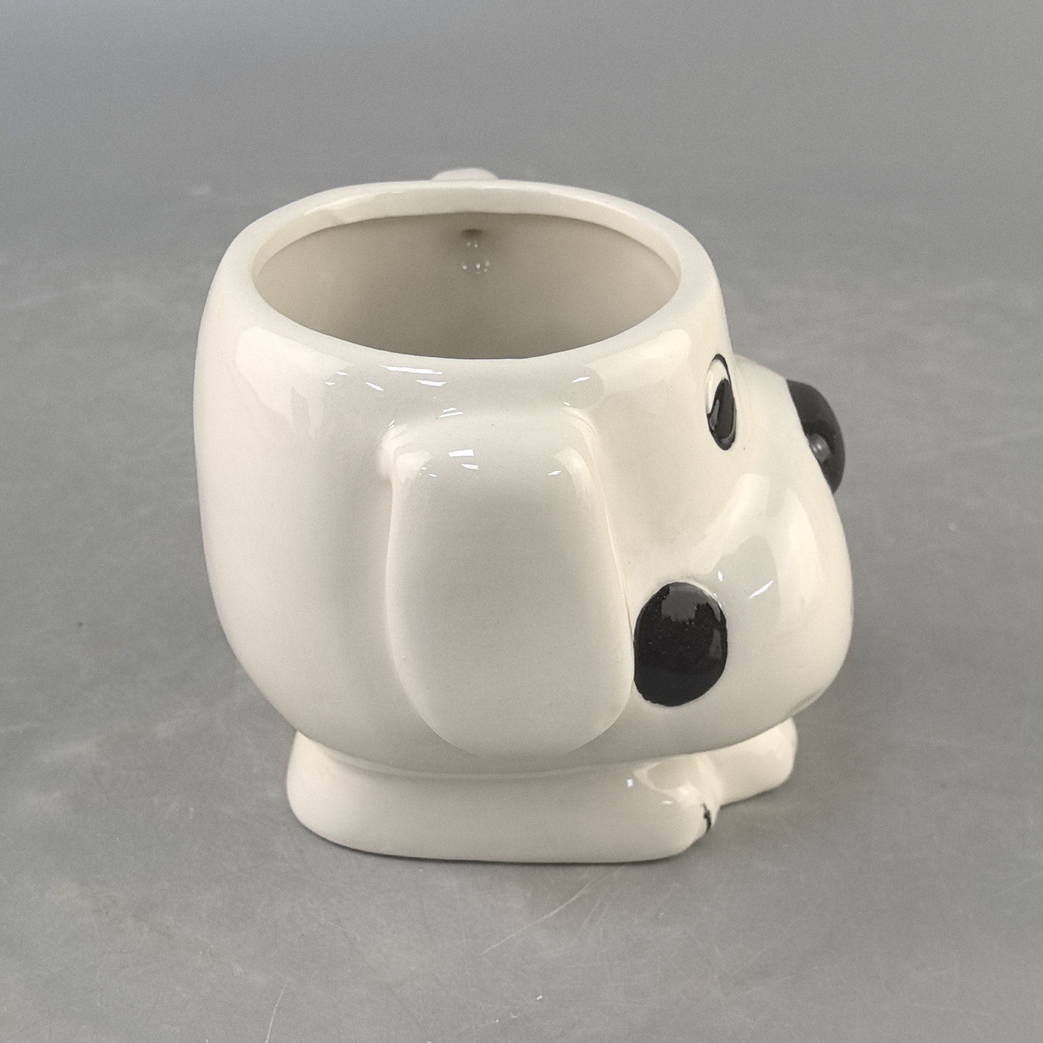 Taza de cerámica 3D estereoscópica de perro de manchas, taza de marca roja, taza de agua práctica