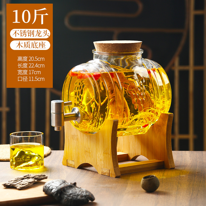 工場直販ワイングラスボトル家庭用増粘高麗人参ワイン樽密封ワイン瓶蛇口付き大量割引