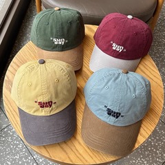 小衆衝突色デザイン鴨舌帽個性流行韓国系アウトドアレトロスポーツ帽子ソフトトップ野球帽男女