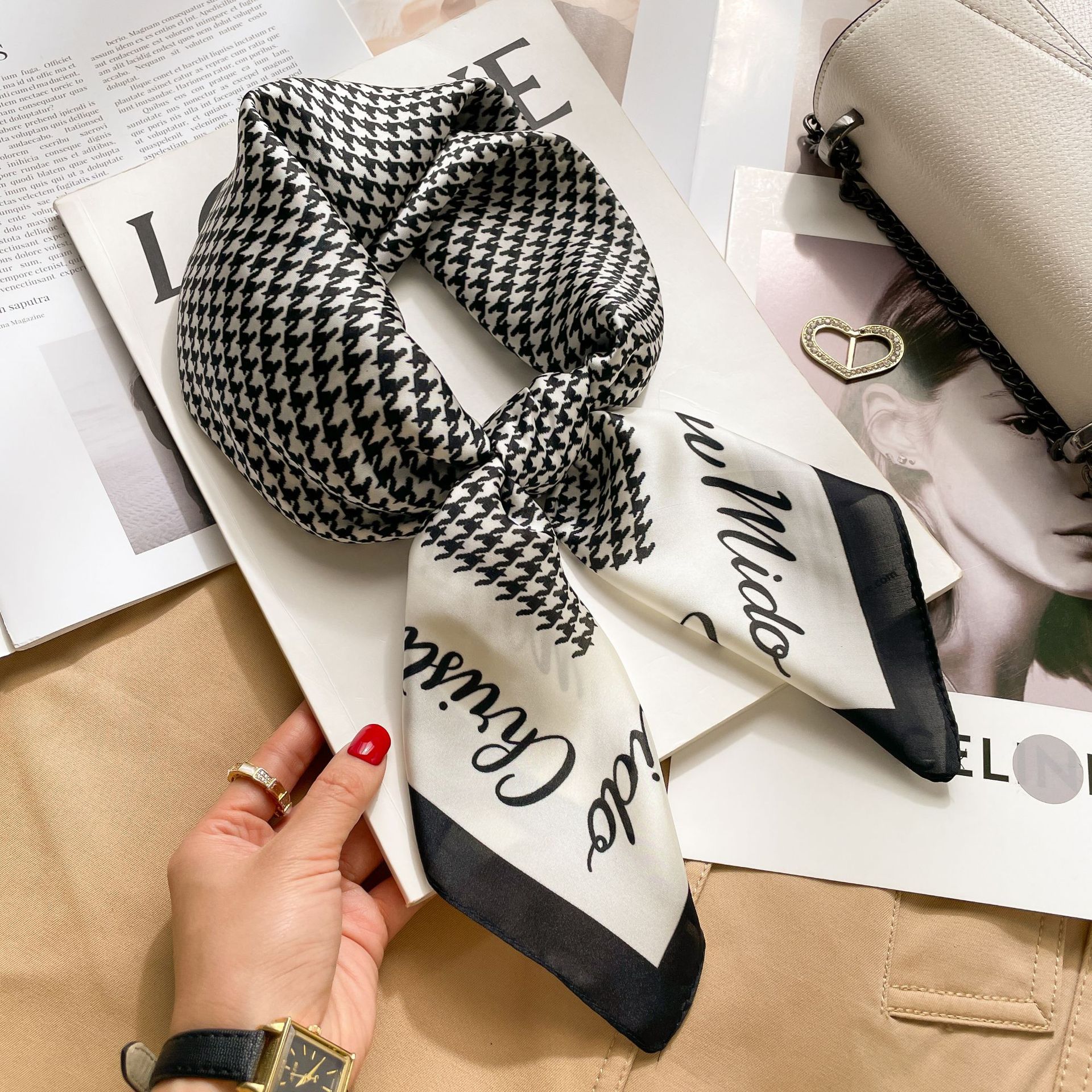 A0173 블랙 인터넷 연예인 새로운 Houndstooth