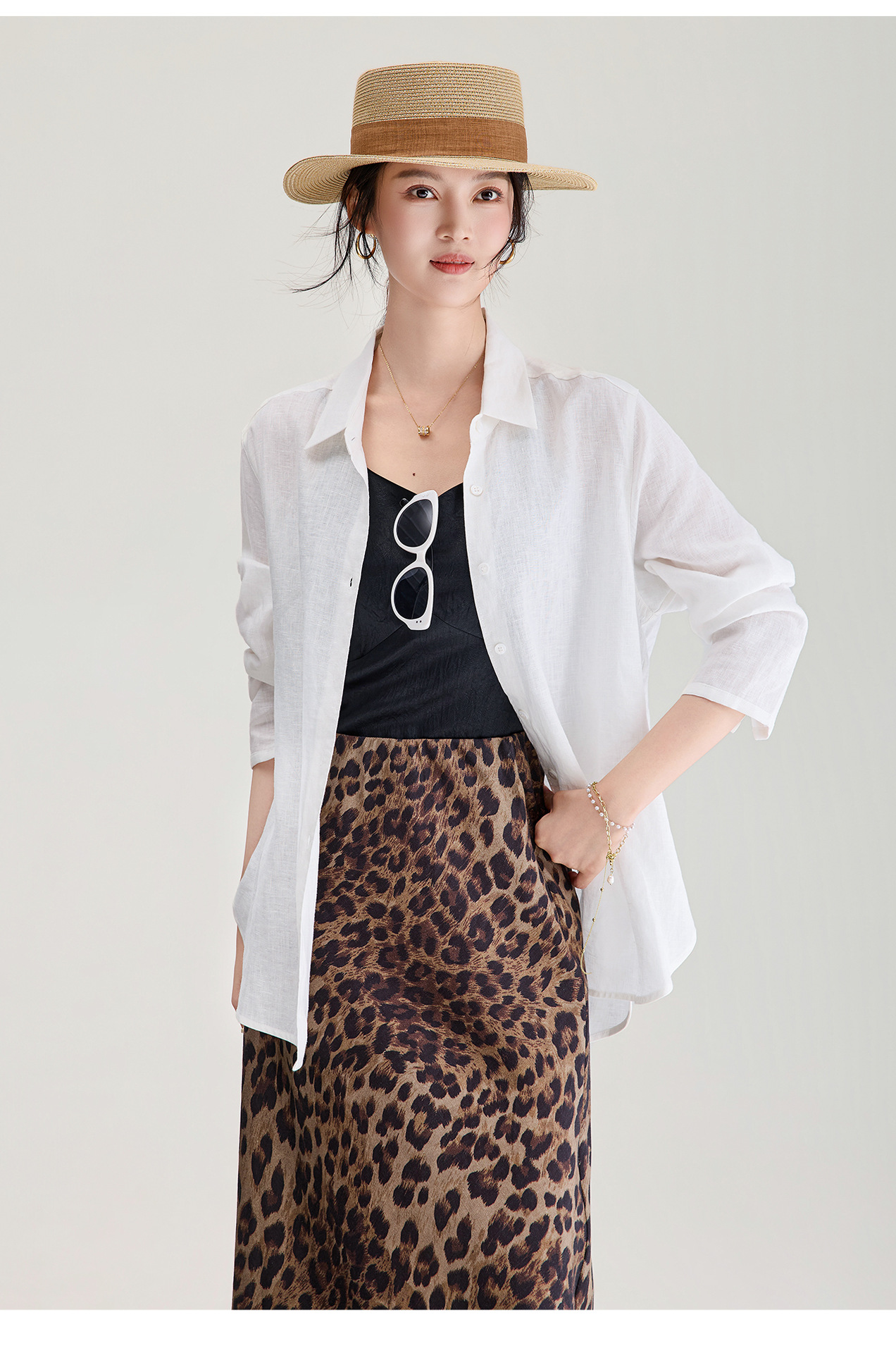 Áo sơ mi nữ linen chất lượng cao, phong cách cổ điển thư giãn, dáng rộng mùa hè — Đỏ Vermilion chi tiết 25