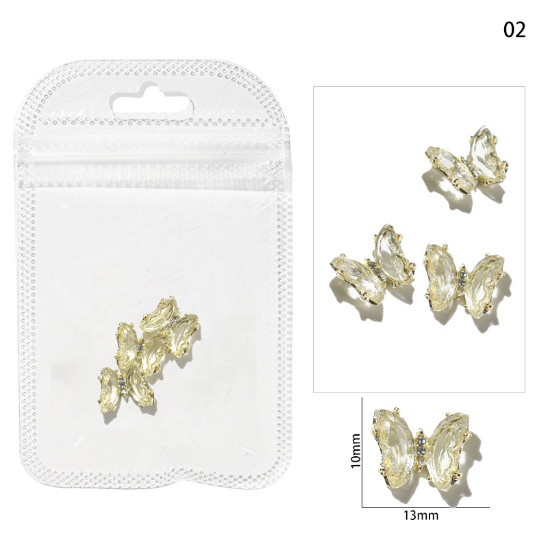 Accesorios de mariposa de uñas aurora uñas joyas de metal accesorios de uñas joyas de diamantes de imitación de uñas joyas pequeñas