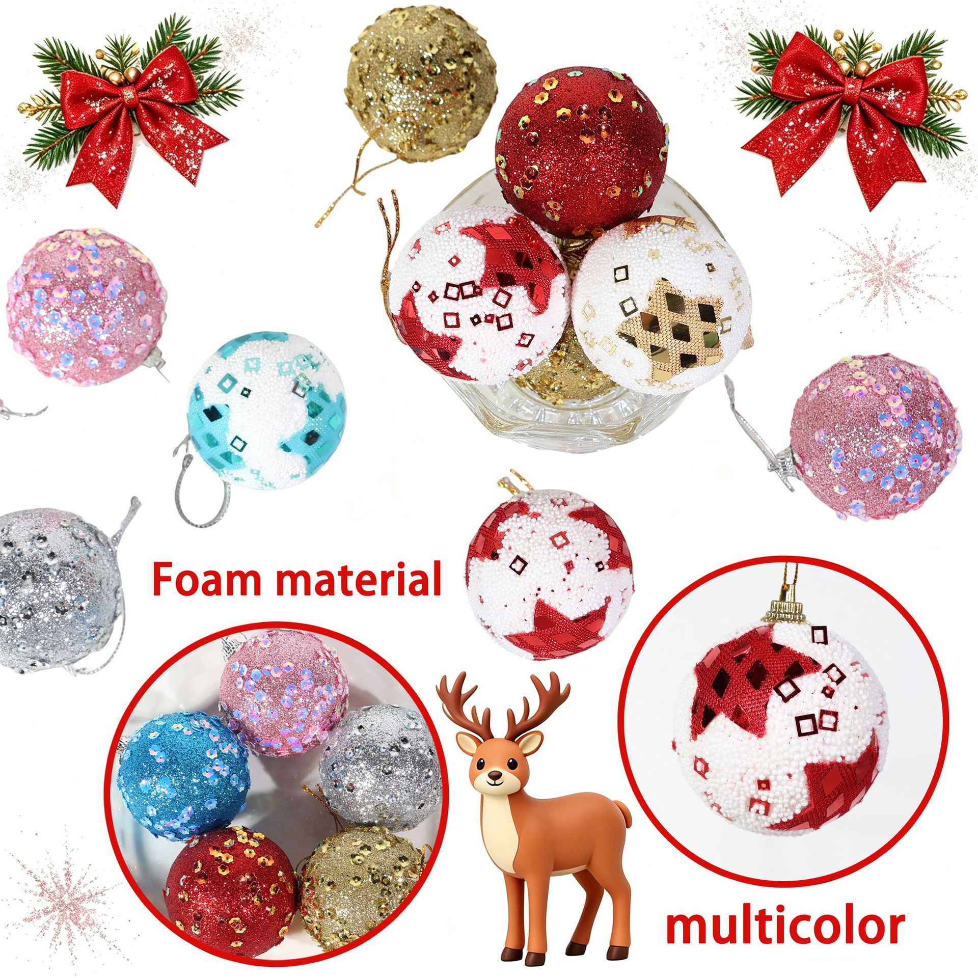 Transfronterizos nueva espuma de Navidad sequinilla bola de Navidad decoración de árbol de Navidad fiesta escenario de decoración bola