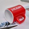 Creative square ceramic milk cup solid red glaze coffee cup supply promotional gift march cup formula logo wholesale
