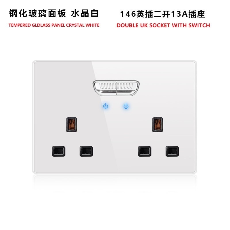 外国貿易トグルリセットスイッチソケット強化ガラスパネルLEDライトEUドイツプラグアメリカ標準フランスプラグロシア英国プラグ|undefined
