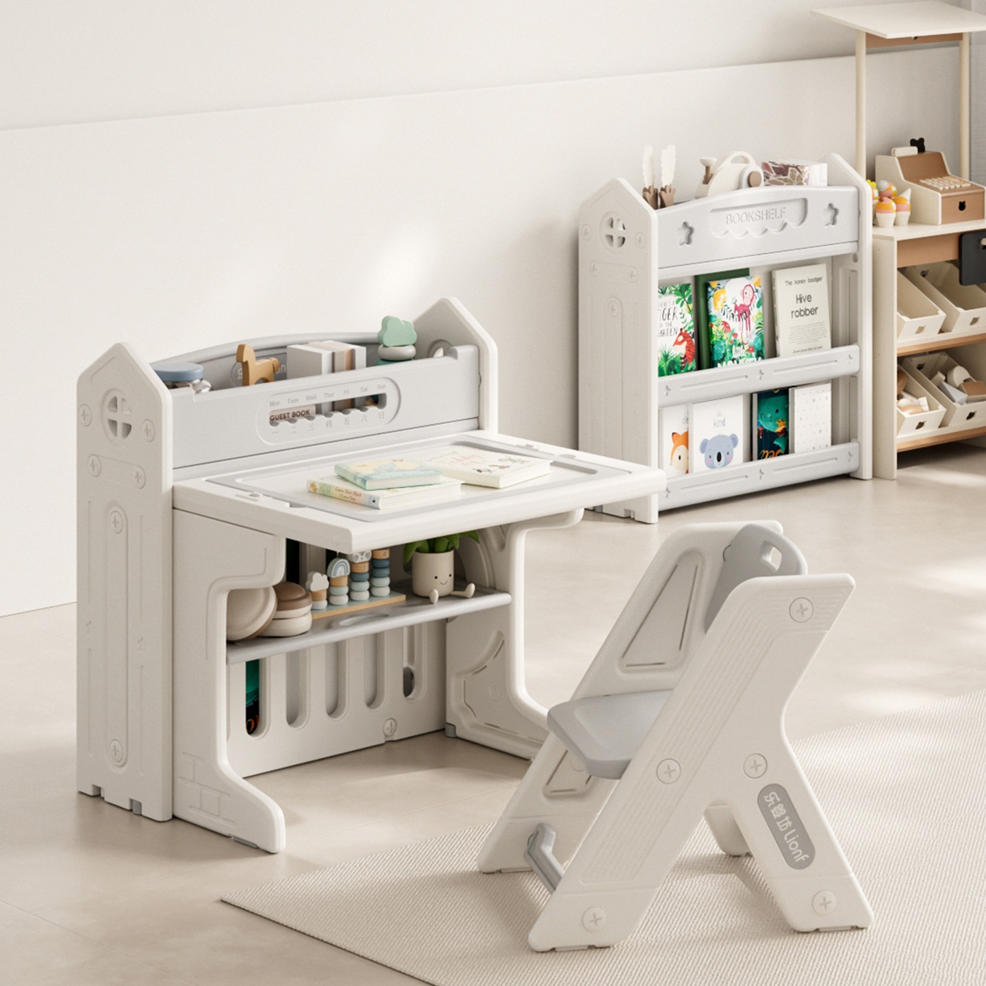 Children's Study Table Desk Baby Building Block Table Kindergarten Table and Chair Toy Table Game Peanut Table