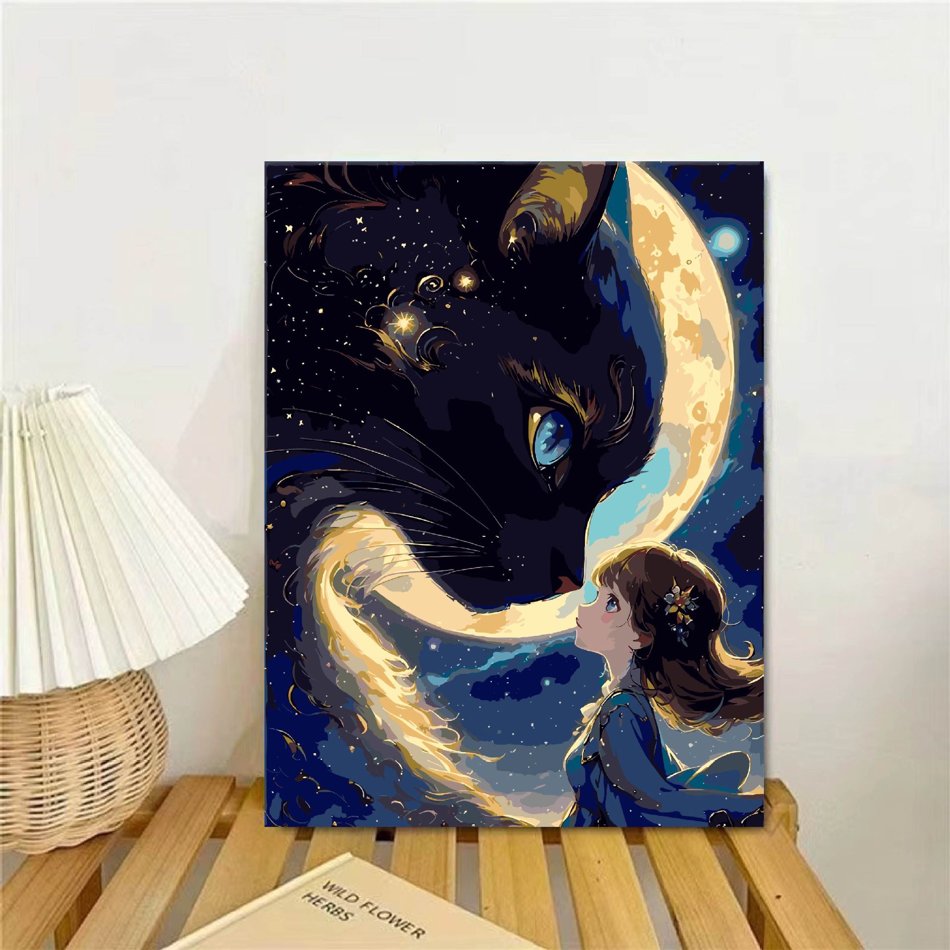 Gato chica pintura al óleo digital diy2025 nuevo sistema de curación para aliviar el aburrimiento pintado a mano relleno de pintura al óleo acrílico