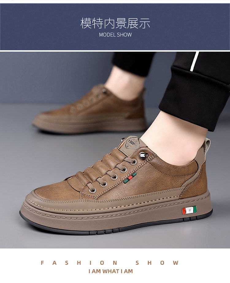 Giày sneaker nam cổ thấp dáng thường ngày, mũi tròn, đế cao su chống trượt, gót thấp 1–3 cm — Màu nâu, Màu đen chi tiết 13