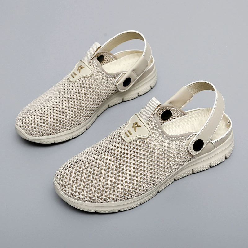 Летние легкие сандалии для пар, дышащие сандалии с пряжкой из полой сетки для верхней одежды, повседневные сандалии на плоской подошве.