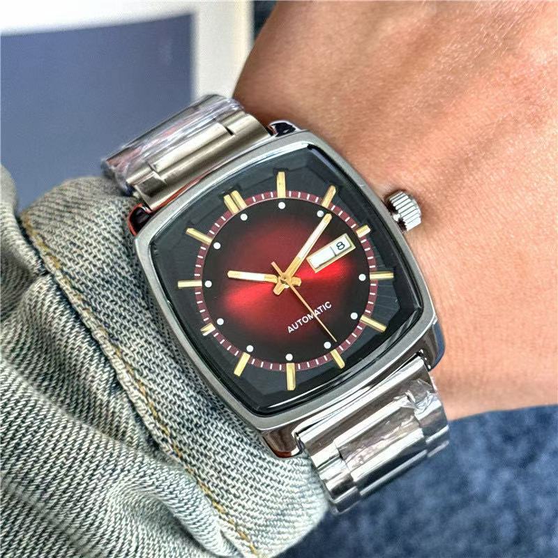 Men's Retro Barrel-shaped Automatic Mechanical Waterproof Watch_voghion.com