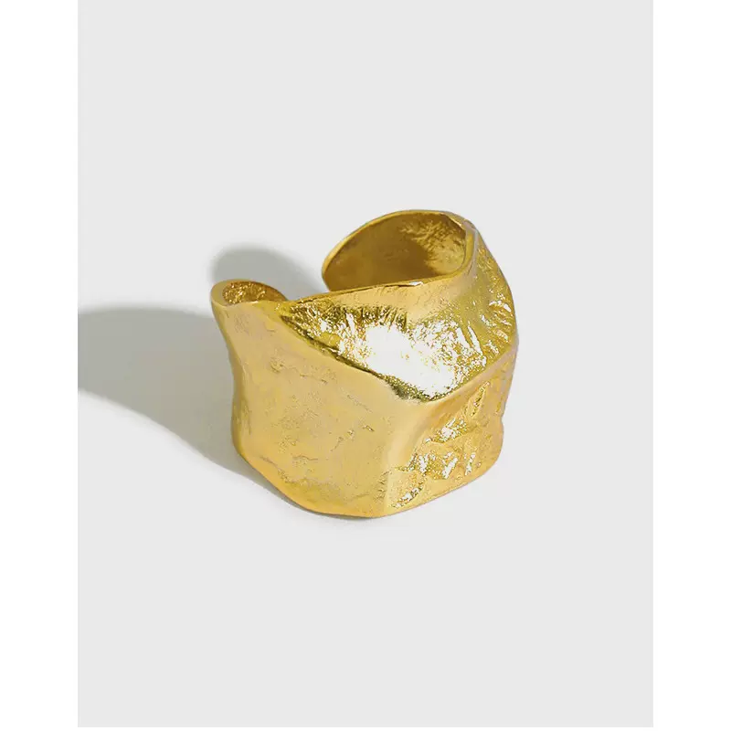 JF301韩版素圈银指环ins小众设计感不规则凹凸面S925纯银戒指女