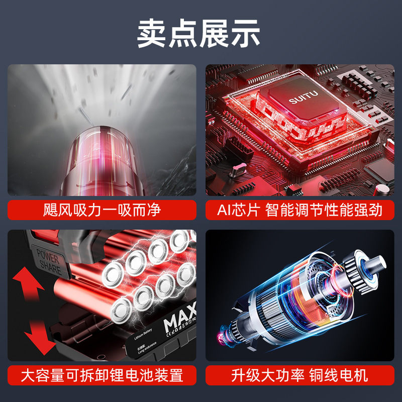 車用ミニ掃除機、車用ワイヤレス充電、車用家庭用大吸引力、小型ハンドヘルドダストブロワー|undefined