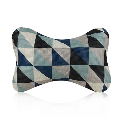 Car headrest car head and neck pillow four seasons universal cotton and linen neck pillow car headrest decoration supplies (Headrest) - headrest-blue-and-white-checkered-single-pack