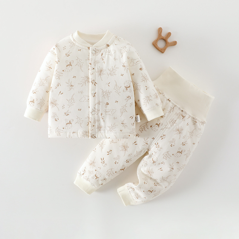 新生婴儿衣服秋冬棉服初生满月夹棉薄棉衣保暖宝宝棉袄分体套装
