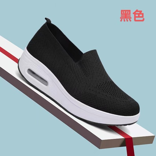 Cross-border large size rocking shoes for women thick-soled heightening sports and casual shoes for women slip-on fly mesh air-cushion walking shoes