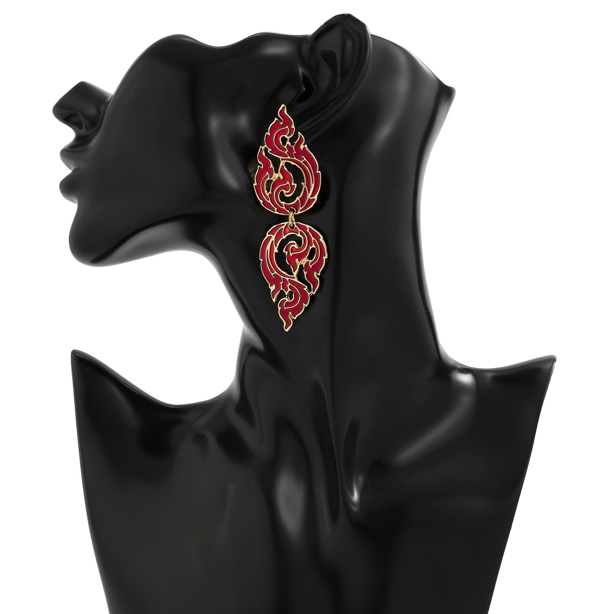 Geometric Dangle Earrings With Hollow Oil Drip Ethnic Style Design_voghion.com