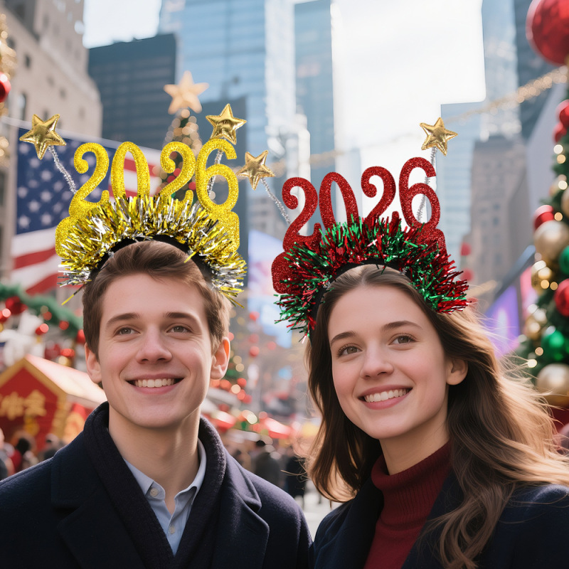 クリスマス 2026 デジタルヘッドバンド大晦日新年装飾ヘッドバンドスターカラーストリップホリデーパーティーヘッドバンドヘッドバンド|undefined