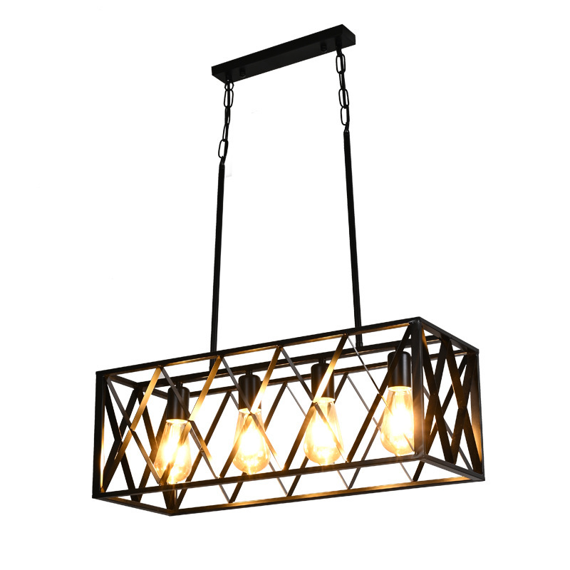 Personalidad creativa loft estilo industrial rectángulo negro marco de hierro forjado restaurante pasillo tienda de ropa barra candelabro
