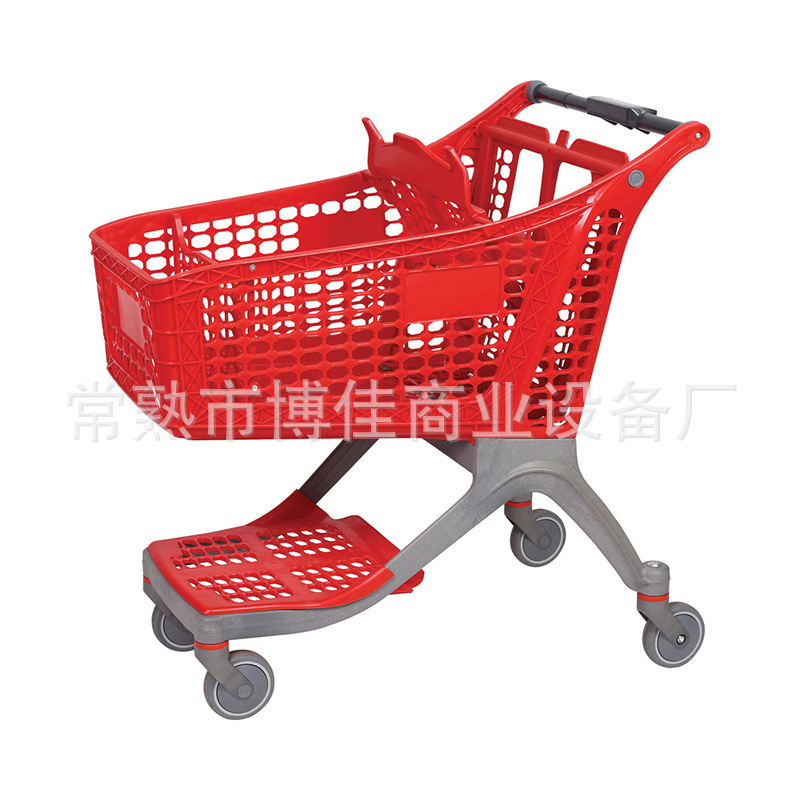 Exportador de estilo supermercado cadena de supermercados boutique colorido carro de compras de plástico completo