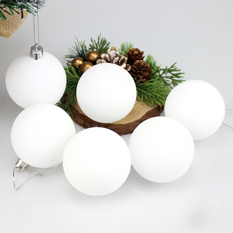 Bolas de Navidad blancas 6CM / 40pcs bolas de floquete en caja colgantes de plástico en stock festivo atmósfera decorativa bola image 5