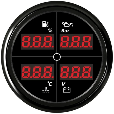 automobile instrument for Oil Level, Water Temperature, Oil - black-frame-black-bottom-85mm