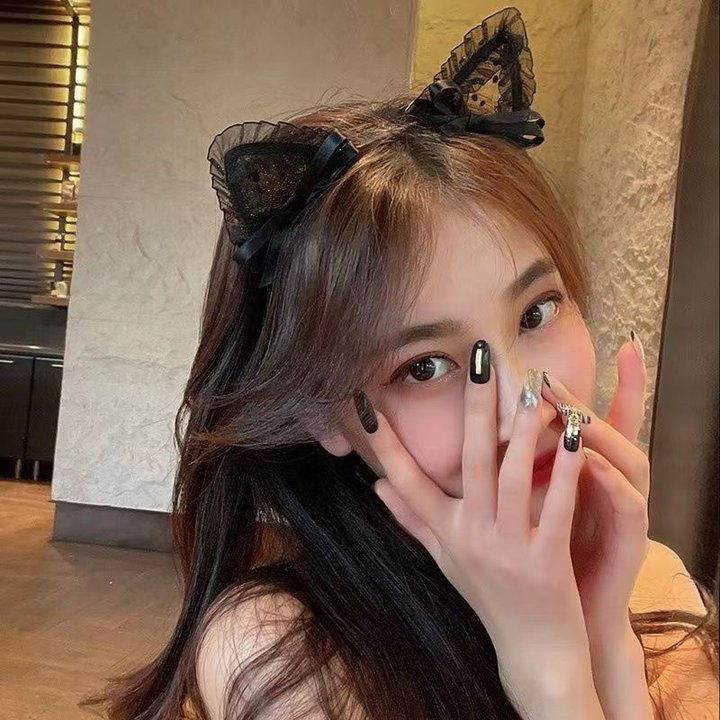 New Cartoon Animal Ear Hair Accessories Halloween Headwear Fox Ear Headband Necklace Lolita Lace Cat Ears
