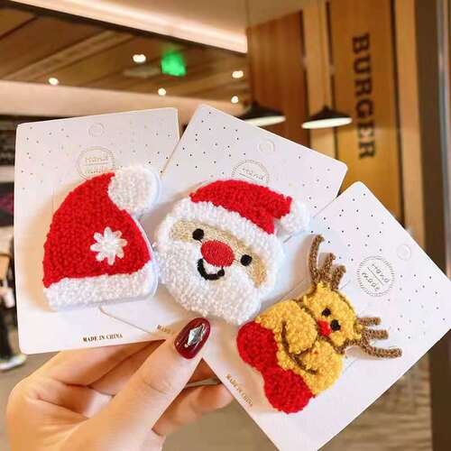 2pack Children's baby Santa Hairpin Headdress Cute Korean Girl Side Clip Christmas Tree Cartoon Hairpin Glove Hair Accessories