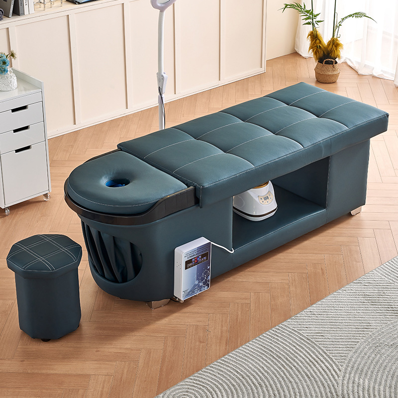 Terapia de cabeza tailandesa circulación de agua cama de champú peluquería especial salón de belleza oído recogiendo masaje de fumigación con calentador de agua