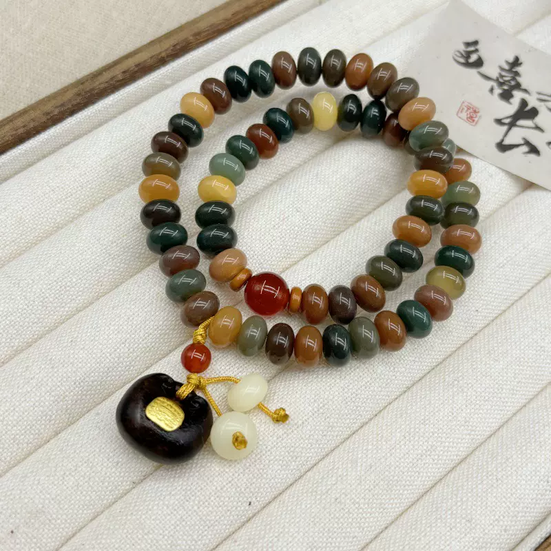 敦煌菩提算盘珠多圈DIY锁福吊坠款 规格6x9男女文玩念珠手链批发