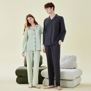 Class A 220g Couple Cotton Pajamas Men's Spring and Autumn Thickened Sanding Warm Home Clothes Autumn and Winter Men's Pajamas Cotton