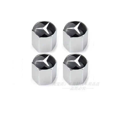 valve: GLC GLS decorative car - aluminum-alloy-silver-black-base-with-white-markings-4-pieces