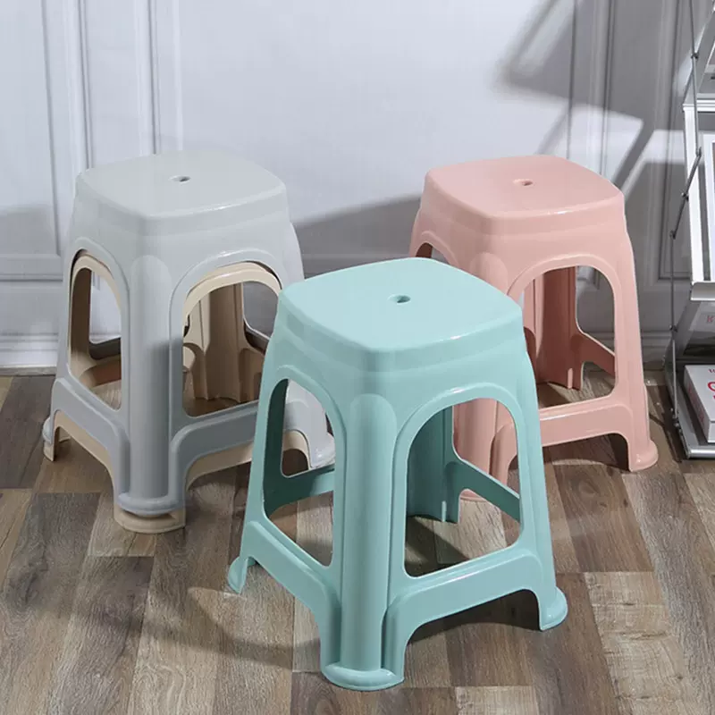 家用塑料凳子加厚北欧方凳客厅可叠放板凳经济型餐桌椅子高凳胶凳