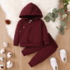 Multicoloured colored top for early age with hood, set, autumn, long sleeve, European style