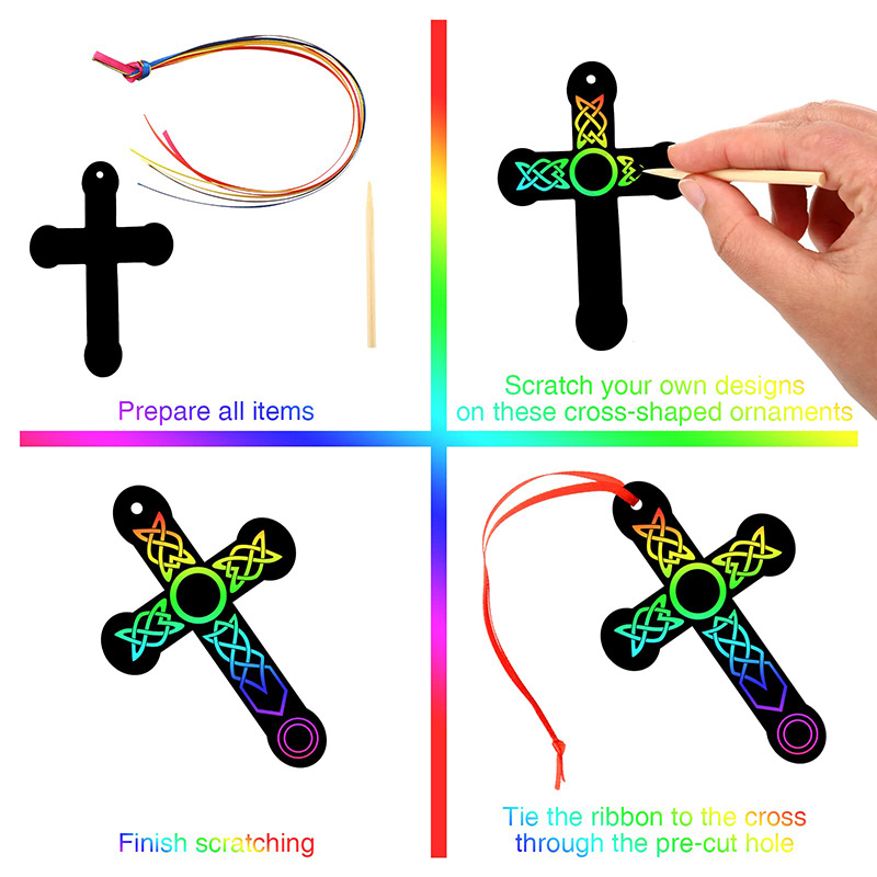 Foreign Trade Factory Cross Scratching Painting DIY Bookmark Creative Scratch Paper Children's Painting Cross-border Art Supplies Wholesale