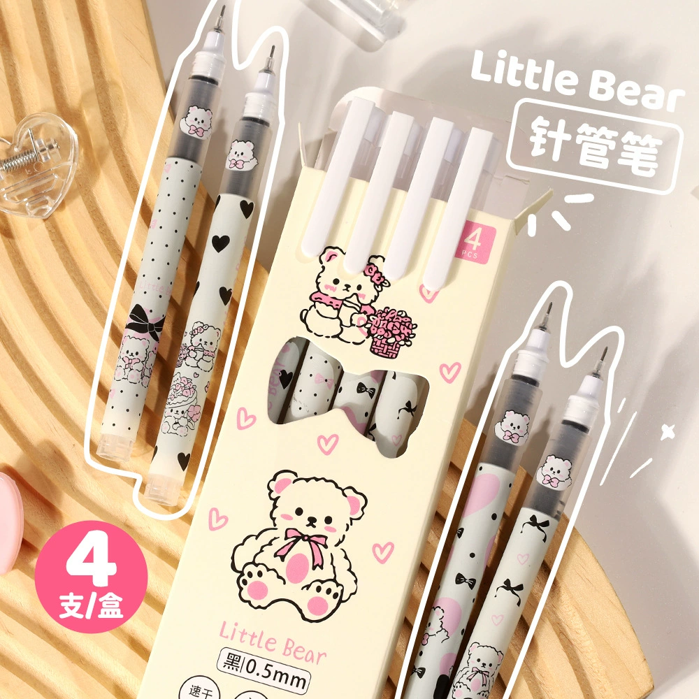 Cartoon rollerball cute capacious smooth quick dry rollerball pen, with little bears, 0.5mm