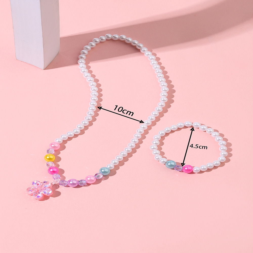 Süss Blume Kunststoff Handgemacht Künstliche Perlen Halskette Mit Anhänger Armbänder display picture 4