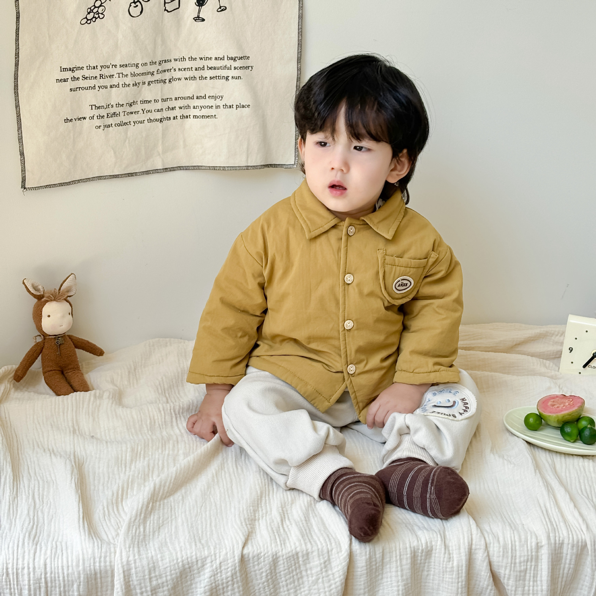 Ropa para niños coreanos, abrigos acolchados para bebés y niños pequeños, tops de moda, ropa de salida de otoño e invierno para niños de 1 a 3 años