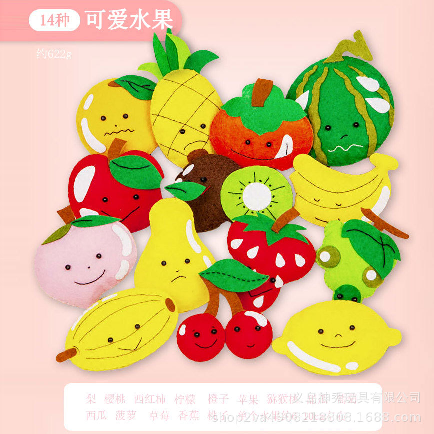 1 No tejido hecho a mano paquete de material de bricolaje Corte libre Lollipop fruta helado postre vegetal tela no tejida traje