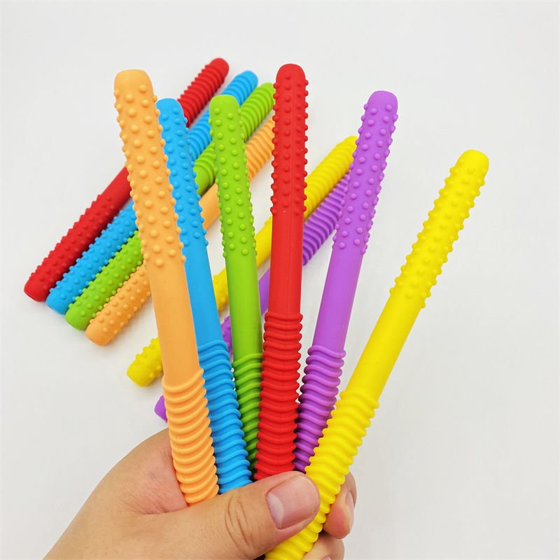 New Silicone Hollow Teething Tube, Baby Chewing Toy, Infant Teether, Children's Hand-Eating Proof, Tooth Grinding Rod
