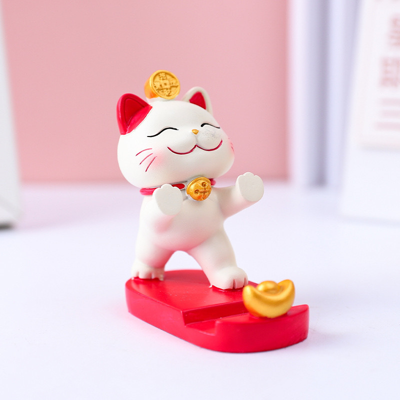 雑貨伸ばし猫スタンド 黒猫置物 怠け者携帯電話樹脂工芸品 可愛い置物|undefined