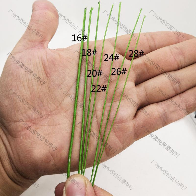 跨境花杆铁丝纸包手工绿色包装细铁丝26号叶脉diy纸花材料满天星