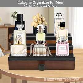 木质香水收纳架梳妆台化妆品口红整理架带抽屉饰品盒男士香水架