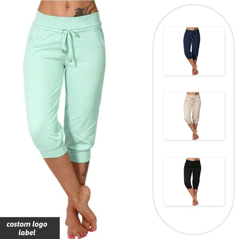 Amazon's Hottest Multi-Color Ready-Made Women's Loose Running Fitness Sports Shorts High-Waisted Drawstring Pocket Yoga Shorts