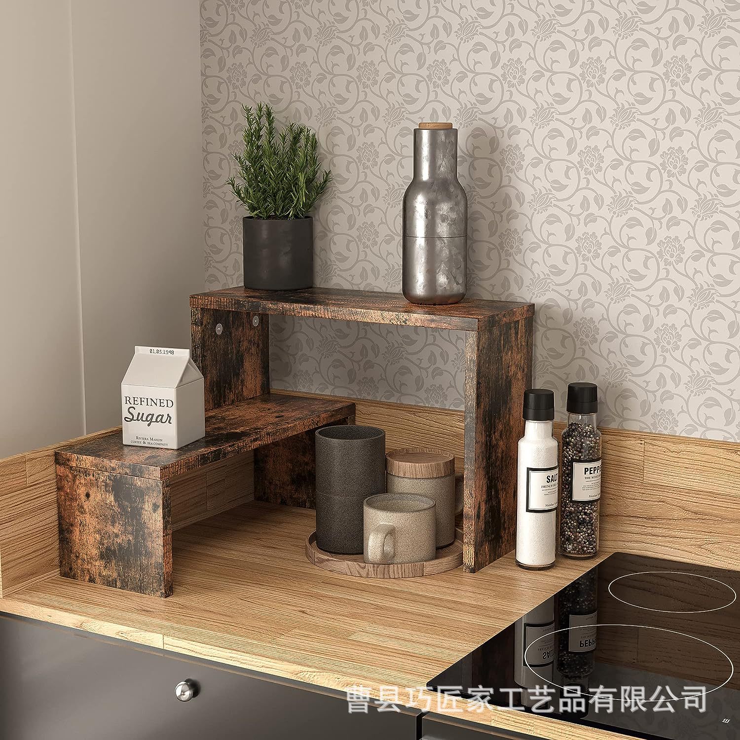 Wooden kitchen countertop seasoning storage rack Living room bedroom…