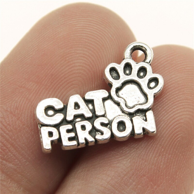 18x 13mm 1.4g foreign trade European and American English letter cat and human cat person paw pendant