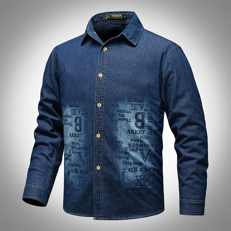 2024 primavera y otoño nuevo estilo retro vaquero casual camisa de algodón hombre moda universal casual chaqueta para hombre
