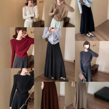 羊绒高腰显瘦气质百褶半身裙韩版百搭休闲淑女针织打底衫女