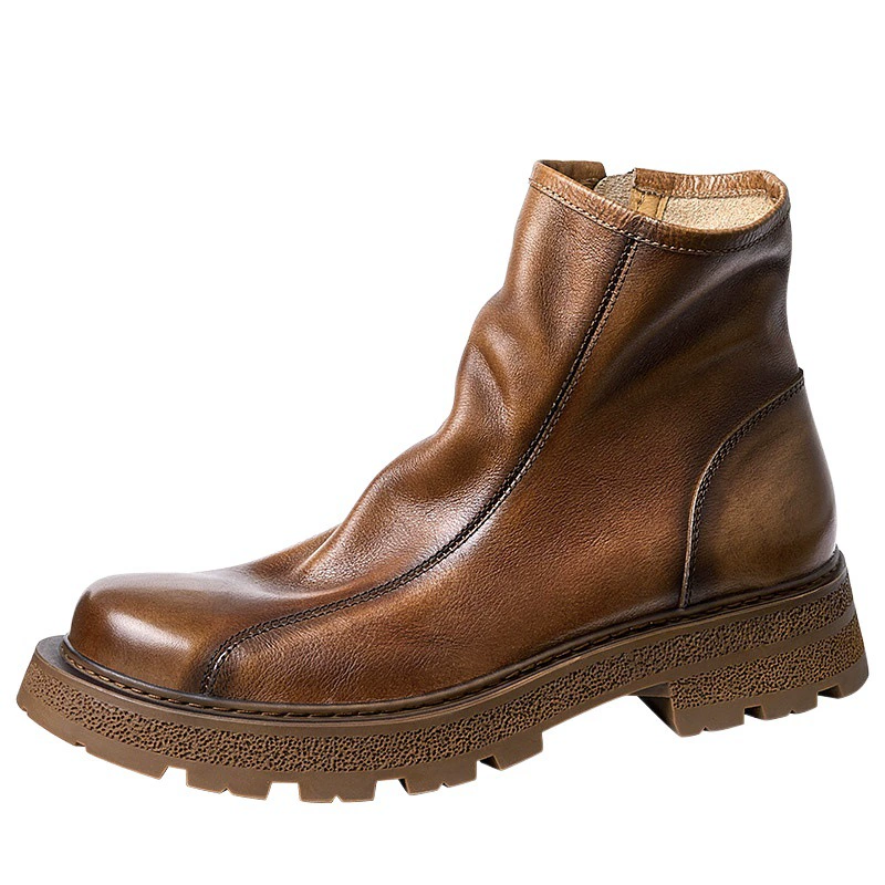 Ботинки Челси из мягкой кожи с верхним слоем из воловьей кожи, весна-осень, британские универсальные модные мужские короткие ботинки на молнии, ботинки Martin